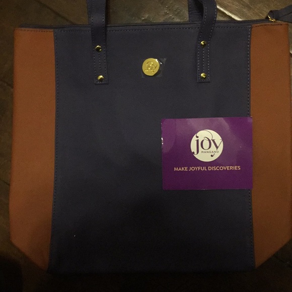 Genuine Leather Tote/shopper Navy/Cognac - Picture 6 of 8
